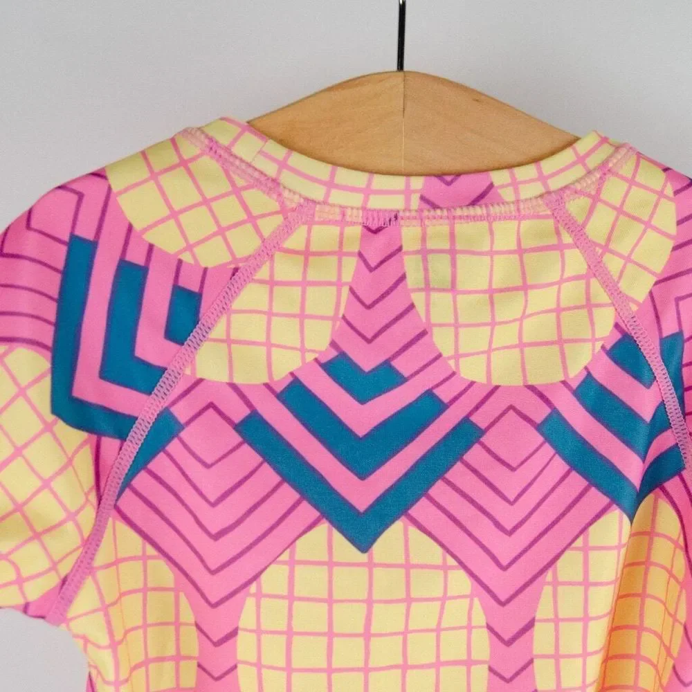 Tea‎ Collection Pineapple Print Short Sleeve Rash Guard Pink Yellow Toddler Sz 4